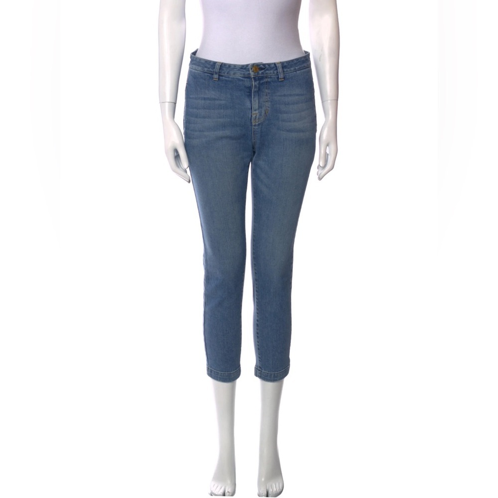 Nili Lotan Size XS US 24 Mid Rise Light Wash Flap Back Pockets Narrow Leg Jeans